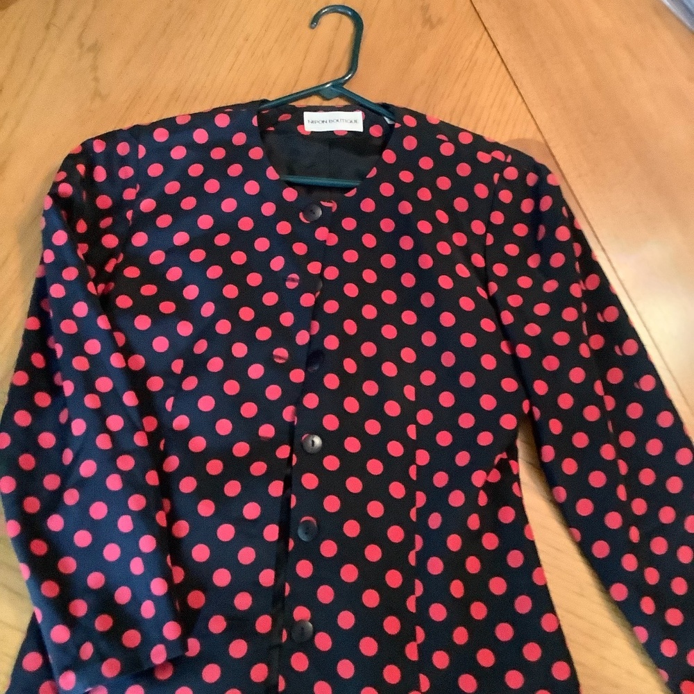 Nikon Boutique sz 10 Red & Blue Polka Dot Silk Jacket